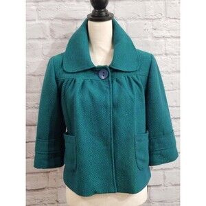 VTG Inspired Tulle Anthropologie Teal Twead Swing Coat Size L See MEASUREMENTS